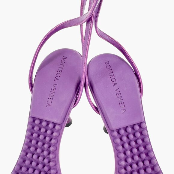 Bottega Veneta Dot Chain Heel Sandals Purple Leather Size 37 US 7 Women - Picture 6 of 14